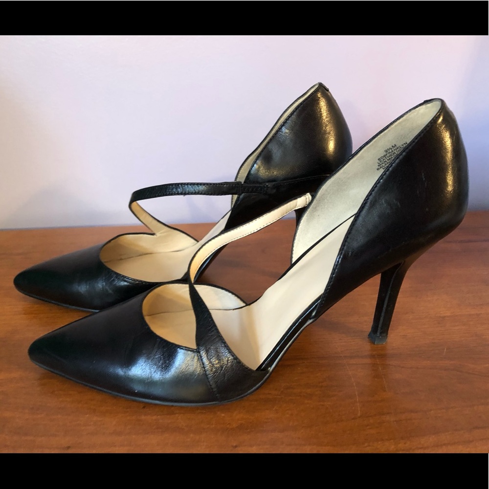 Women’s Black Nine West Leather High Heels 9.5